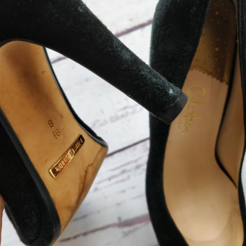 COLE HAAN Nike Air Carma Black Suede Pumps High Heel Square Toe Platform 9.5 - Picture 4 of 7